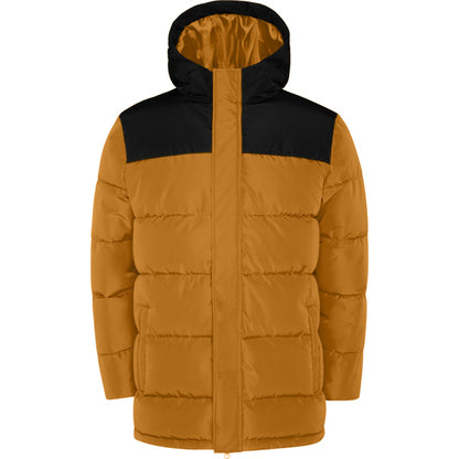 Roly Tallin men's parka in curry yellow/black, ready for logo printing or embroidery