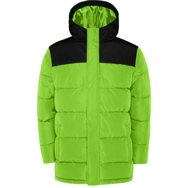 Roly Tallin men's parka in lime/black, ready for logo printing or embroidery