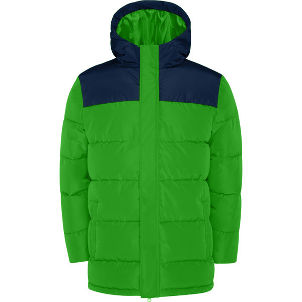 Roly Tallin men's parka in fern green/navy blue, ready for logo printing or embroidery