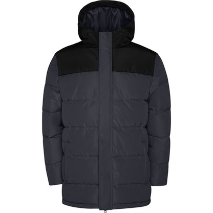 Roly Tallin men's parka in ebony/black, ready for logo printing or embroidery