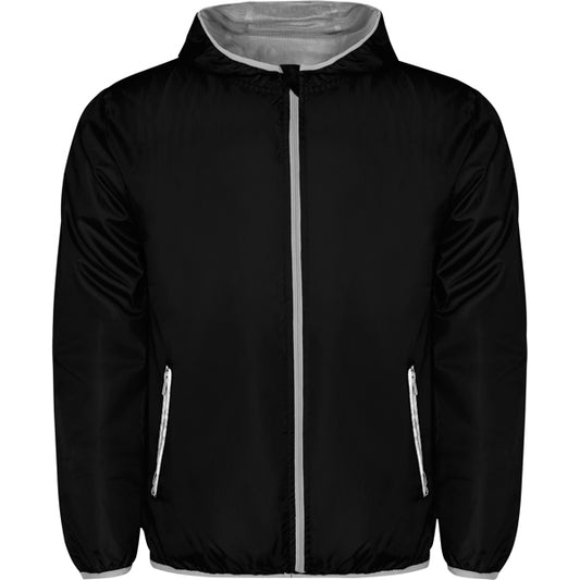 Roly Angelo unisex windbreaker in black, ready for logo printing or embroidery