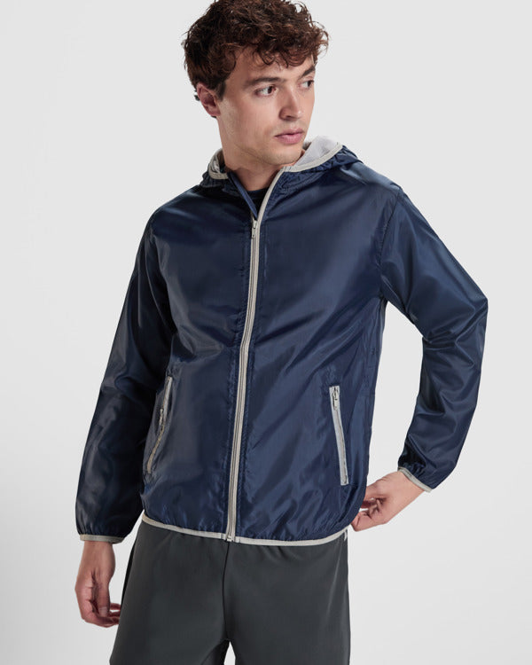 Roly Angelo unisex windbreaker in black, alternative view, ready for logo printing or embroidery