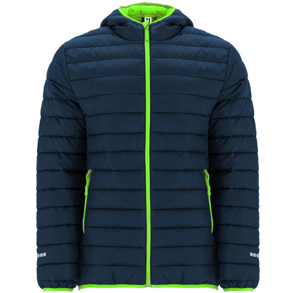 Roly Norway Sport men's parka in navy blue/fluor green, ready for logo printing or embroidery