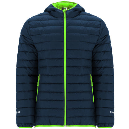 Roly Norway Sport men's parka in navy blue/fluor green, ready for logo printing or embroidery
