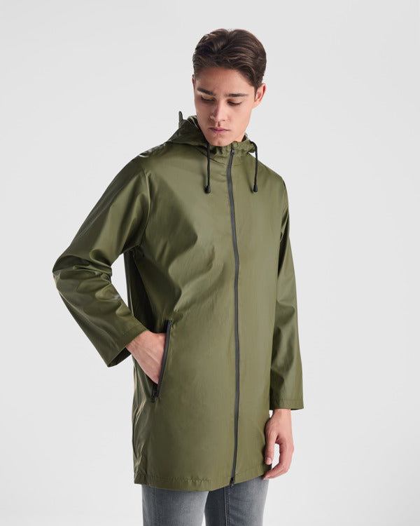Roly Sitka unisex raincoat in black, alternative view, ready for logo printing or embroidery