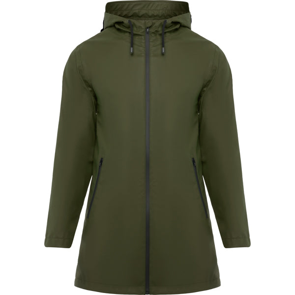 Roly Sitka Woman women's raincoat in dark army green, ready for logo printing or embroidery