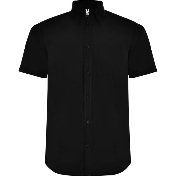 Roly WRK Aifos men's shirt in black, ready for logo printing or embroidery
