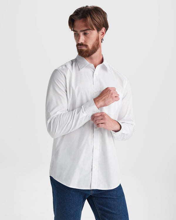 Roly WRK Aifos L/s men's shirt in white, alternative view, ready for logo printing or embroidery