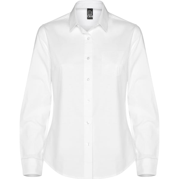 Roly WRK Moscu Woman women's shirt in white, ready for logo printing or embroidery