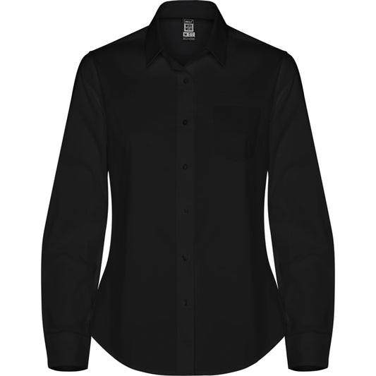 Roly WRK Moscu Woman women's shirt in black, ready for logo printing or embroidery