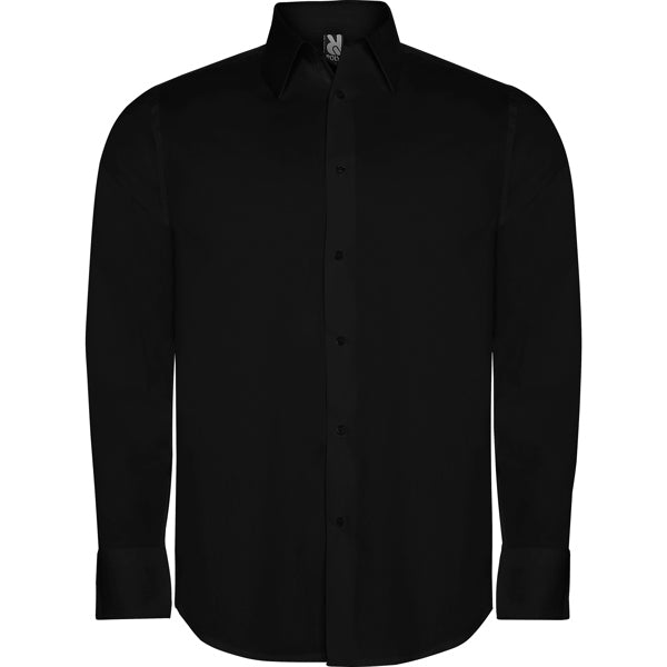 Roly WRK Moscu men's shirt in black, ready for logo printing or embroidery
