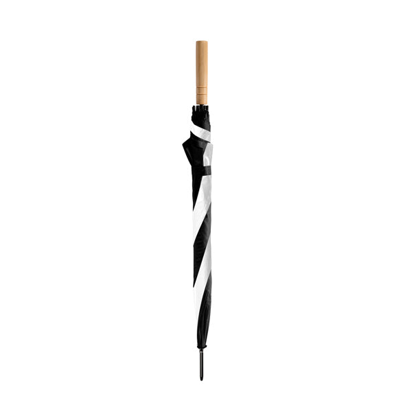 Stamina Fargo 190T polyester umbrella in white/black, ready for laser engraving