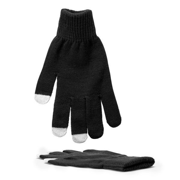 Stamina Zeland acrylic touchscreen gloves in black, ready for logo printing