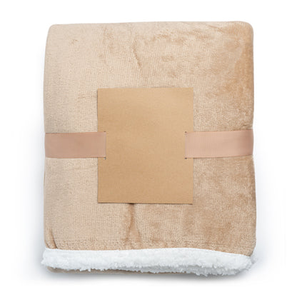 Stamina Glory sherpa-style blanket in beige, ready for logo printing