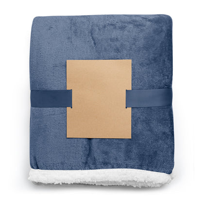 Stamina Glory sherpa-style blanket in navy blue, ready for logo printing