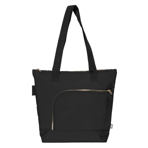 Aurelia rPET Zippered Tote Bag promotional tote bag in black printed with your company logo