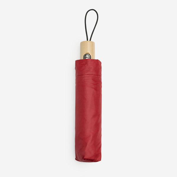 Stamina Nauro polyester and wood umbrella in red, ready for logo printing
