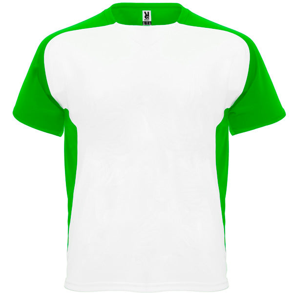 Roly Bugatti men's T-shirt in white/fern green, ready for logo printing or embroidery