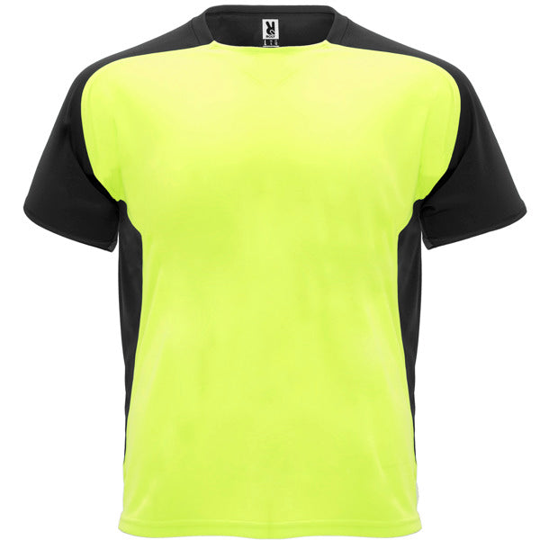 Roly Bugatti men's T-shirt in fluor yellow/black, ready for logo printing or embroidery