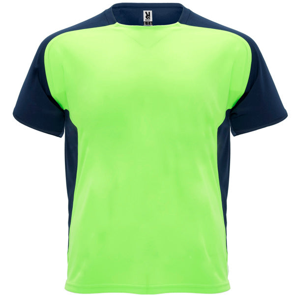 Roly Bugatti men's T-shirt in fluor green/navy blue, ready for logo printing or embroidery