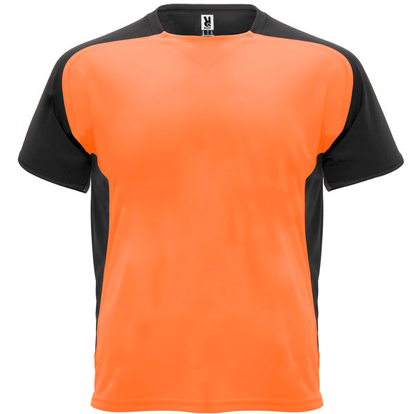 Roly Bugatti men's T-shirt in fluor orange/black, ready for logo printing or embroidery
