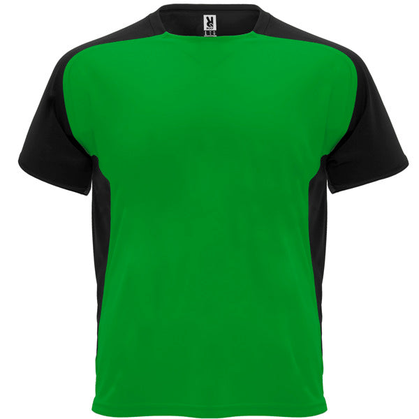 Roly Bugatti men's T-shirt in fern green/black, ready for logo printing or embroidery