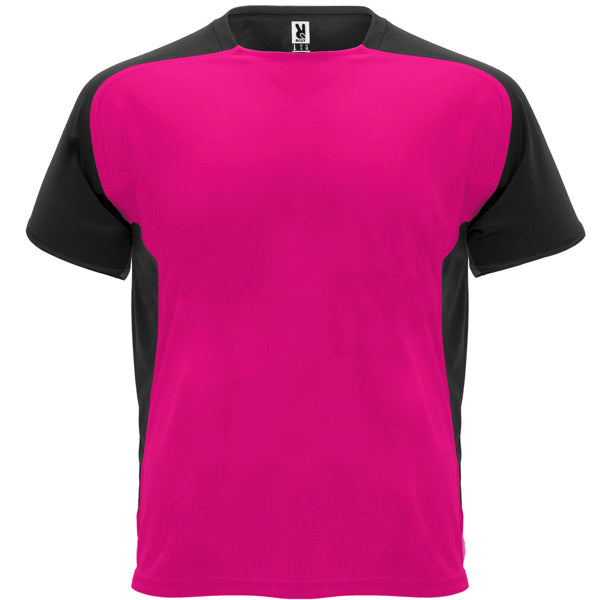 Roly Bugatti men's T-shirt in fuchsia/black, ready for logo printing or embroidery