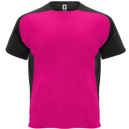 Roly Bugatti men's T-shirt in fuchsia/black, ready for logo printing or embroidery