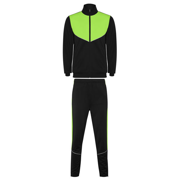 Roly Evans men's tracksuit in black/lime, ready for logo printing or embroidery