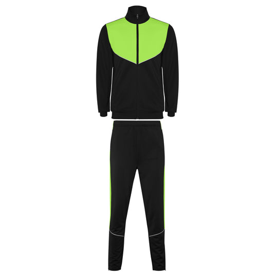 Roly Evans men's tracksuit in black/lime, ready for logo printing or embroidery