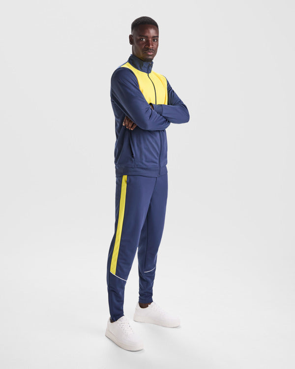 Roly Evans men's tracksuit in black/lime, alternative view, ready for logo printing or embroidery
