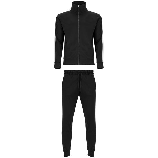 Roly Creta men's tracksuit in black, ready for logo printing or embroidery