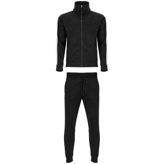 Roly Creta men's tracksuit in black, ready for logo printing or embroidery