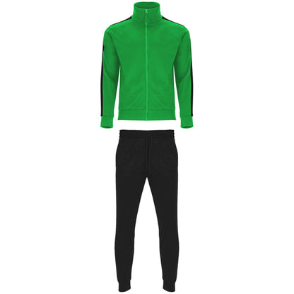 Roly Creta men's tracksuit in fern green/black, ready for logo printing or embroidery