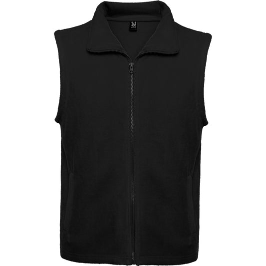 Roly New Bellagio unisex fleece gilet in black, ready for logo printing or embroidery