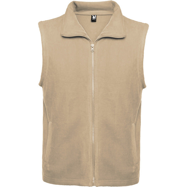 Roly New Bellagio unisex fleece gilet in sand, ready for logo printing or embroidery