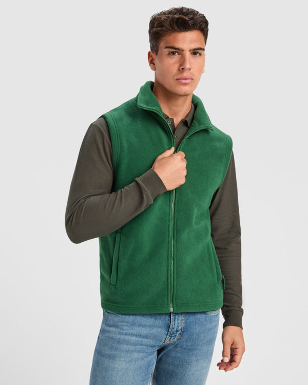 Roly New Bellagio unisex fleece gilet in white, alternative view, ready for logo printing or embroidery