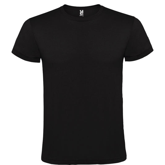 Roly Atomic 150 men's T-shirt in black, ready for logo printing or embroidery