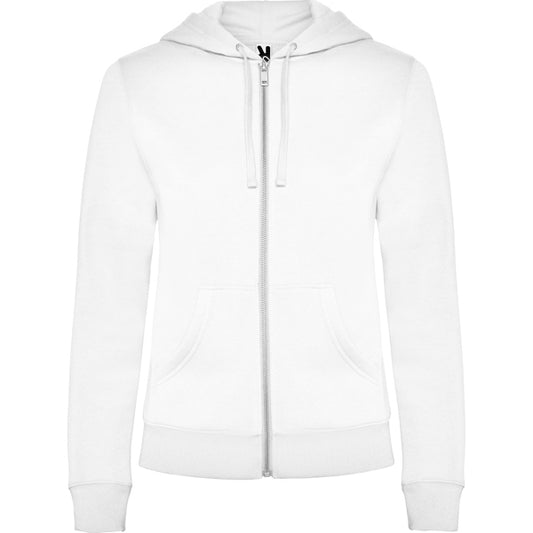 Roly Veleta women's hoodie in white, ready for logo printing or embroidery