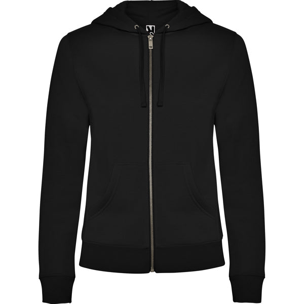 Roly Veleta women's hoodie in black, ready for logo printing or embroidery
