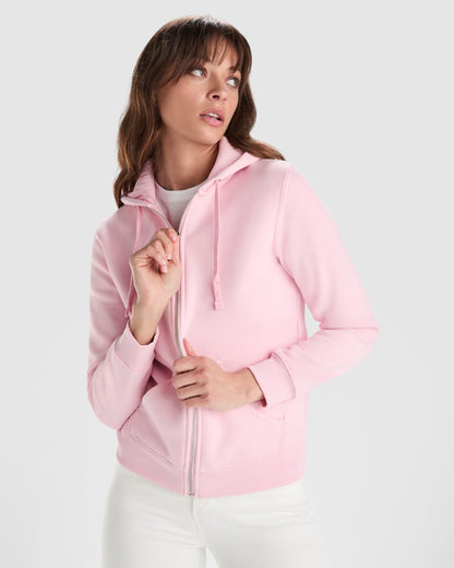 Roly Veleta women's hoodie in white, alternative view, ready for logo printing or embroidery