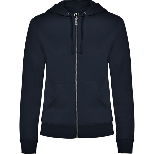 Roly Veleta women's hoodie in navy blue, ready for logo printing or embroidery
