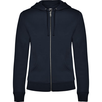 Roly Veleta women's hoodie in navy blue, ready for logo printing or embroidery