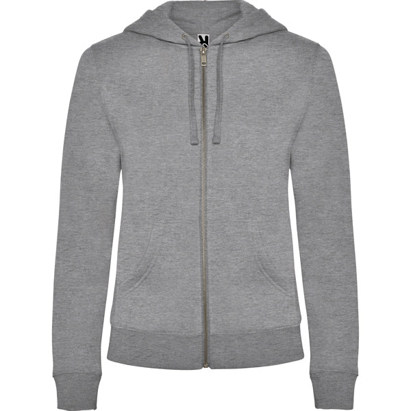 Roly Veleta women's hoodie in heather grey, ready for logo printing or embroidery