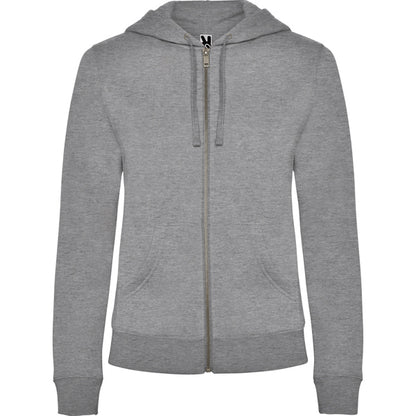 Roly Veleta women's hoodie in heather grey, ready for logo printing or embroidery