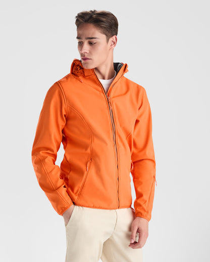 Roly Siberia men's softshell jacket in black/punch lime, alternative view, ready for logo printing or embroidery