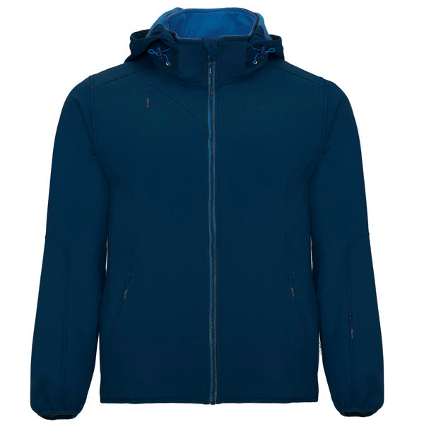 Roly Siberia men's softshell jacket in navy blue/royal blue, ready for logo printing or embroidery