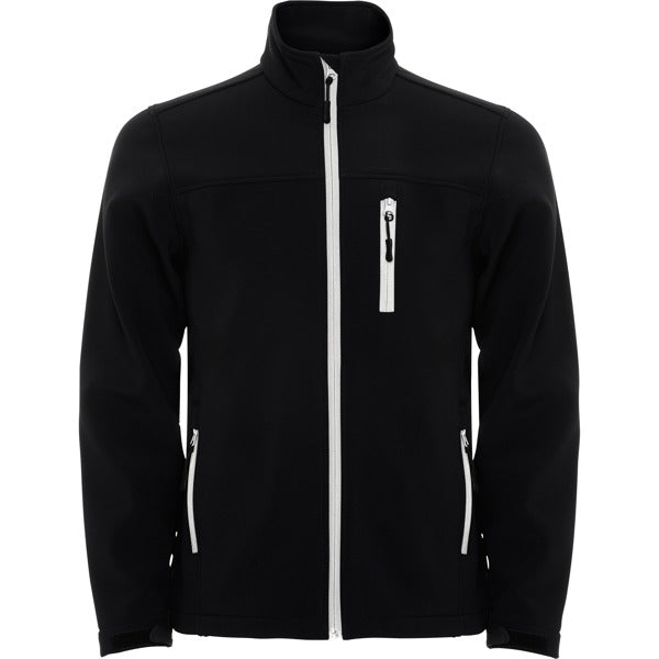 Roly Antartida men's softshell jacket in black, ready for logo printing or embroidery