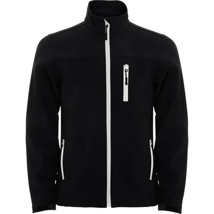 Roly Antartida men's softshell jacket in black, ready for logo printing or embroidery