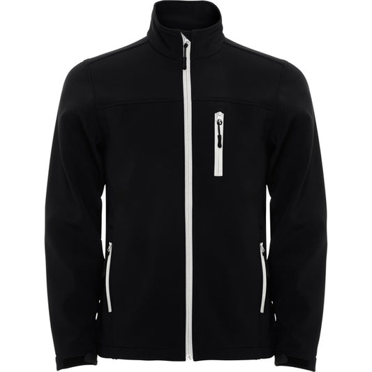 Roly Antartida men's softshell jacket in black, ready for logo printing or embroidery